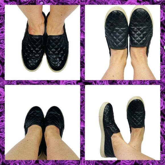 Steve Madden ECENTRCQ Black Leather Quilted Slip-On Sneakers - Size 6 - Picture 15 of 16